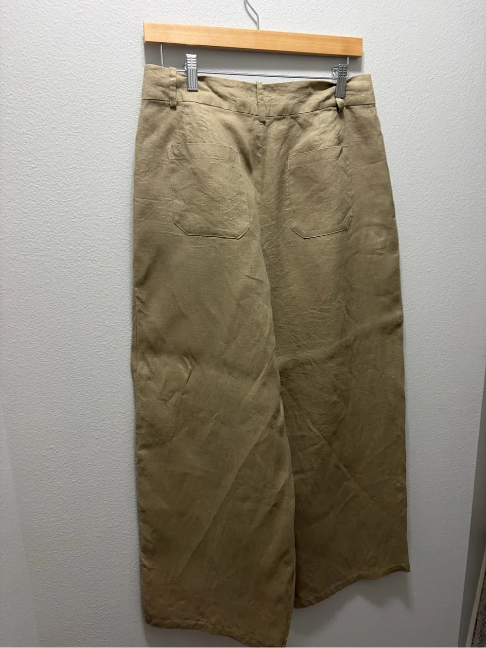 Zara Wide Leg Taupe Linen Trousers